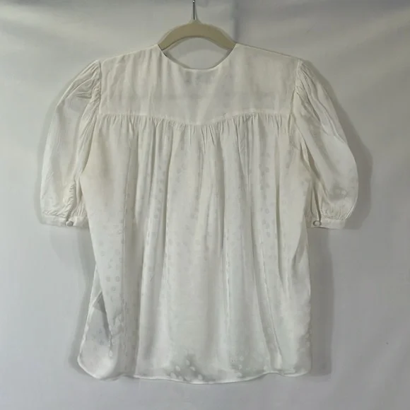 The Kooples Paris Blouse Top Size 2 Cream Dot Print Covered Buttons - Picture 4 of 11